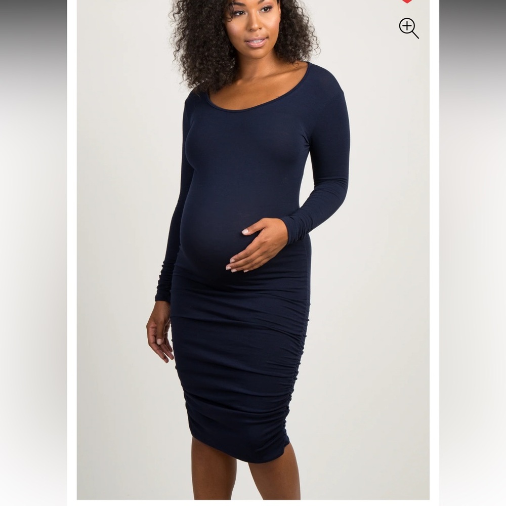 NWT pink blush maternity navy blue dress.